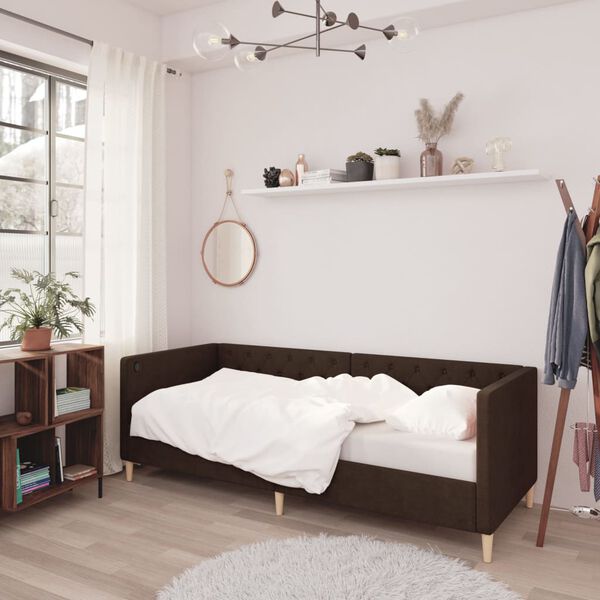 vidaXL Lit avec matelas et &eacute;clairage USB Marron fonc&eacute; Tissu 90x200 cm