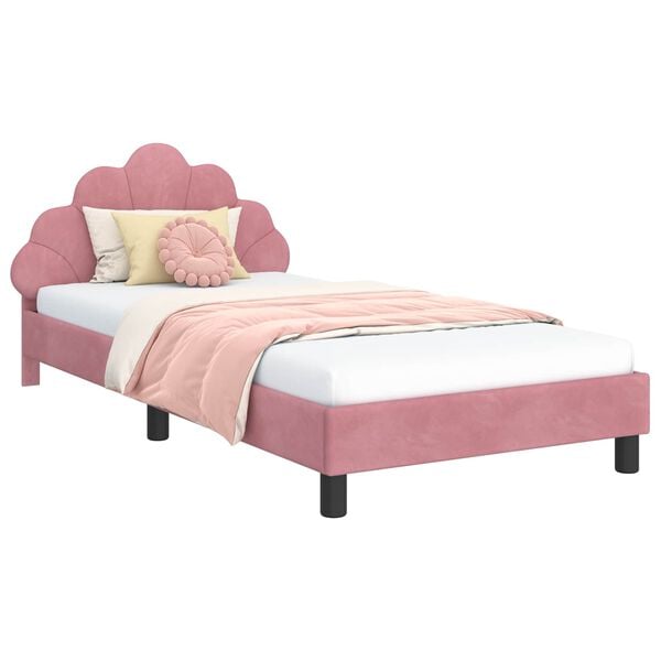 vidaXL Cadre de lit pour enfants avec t&ecirc;te de lit Rose 90 x 200 cm
