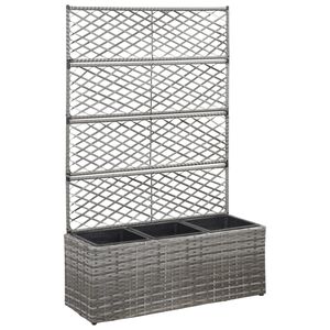 vidaXL Lit sur&eacute;lev&eacute; en treillis 3 pots 83x30x130cm R&eacute;sine tress&eacute;e Gris