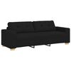 vidaXL Canap&eacute; 3 pcs Noir Tissu en lin m&eacute;lang&eacute;
