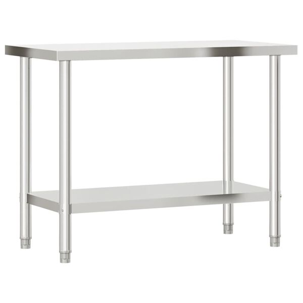 vidaXL Table de travail de cuisine avec étagère 110x55x150 cm inox