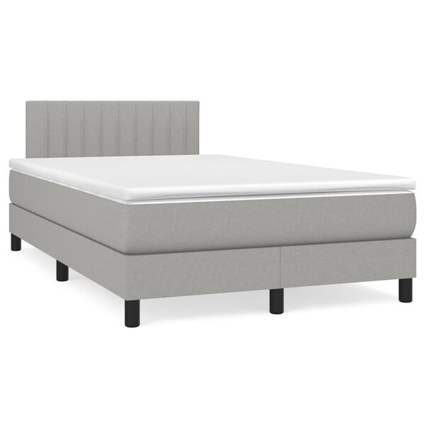 vidaXL Sommier &agrave; lattes de lit et matelas gris clair 120x190 cm tissu