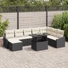 vidaXL Ensemble de canap&eacute; de jardin avec coussin 9 pcs Noir et Cr&egrave;me