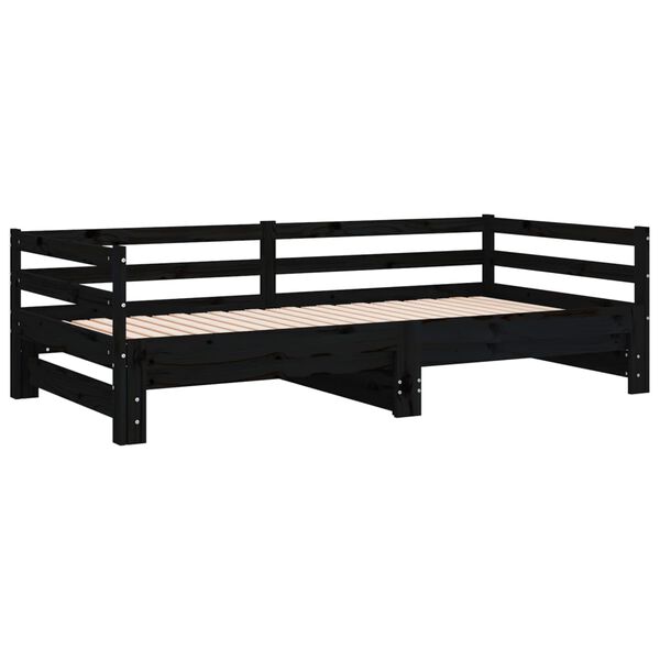 vidaXL Lit coulissant sans matelas noir 90x190 cm