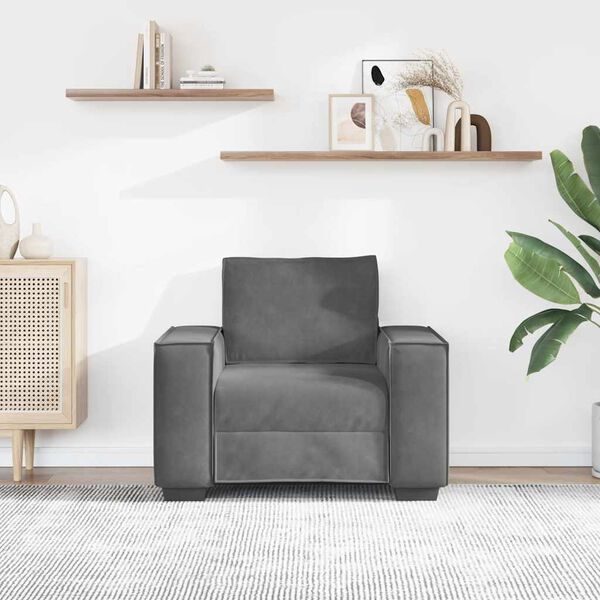 vidaXL Fauteuil gris fonc&eacute; 60 cm velours