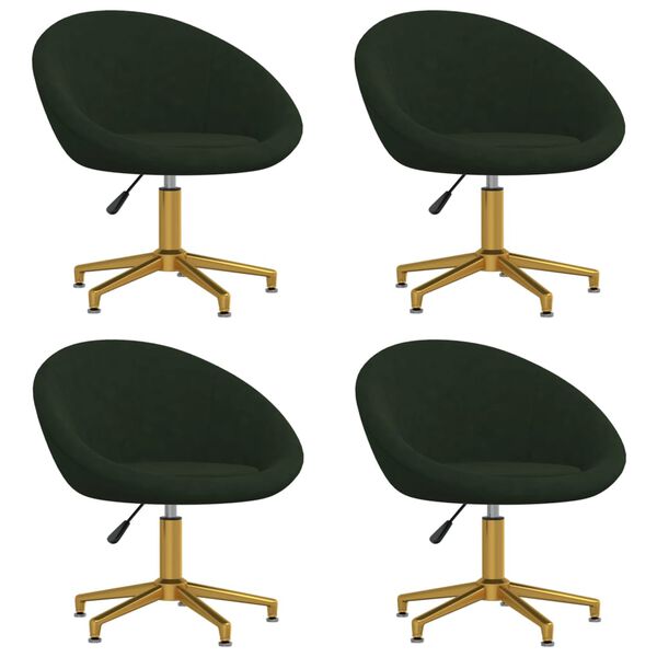 vidaXL Chaises &agrave; manger lot de 4 Vert fonc&eacute; Velours