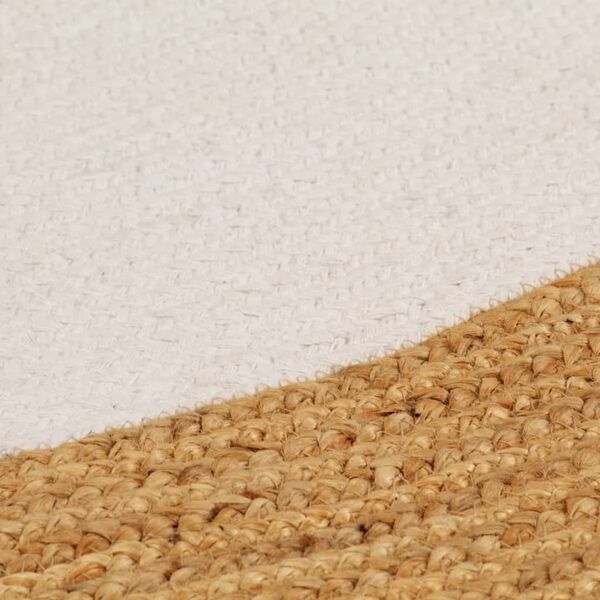 vidaXL Tapis tress&eacute; Blanc et naturel 150 cm Jute et coton Rond