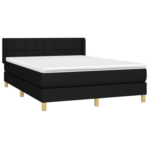 vidaXL Sommier &agrave; lattes de lit avec matelas Noir 140x200 cm Tissu