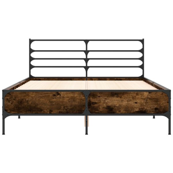 vidaXL Cadre de lit sans matelas ch&ecirc;ne fum&eacute; 120x190 cm