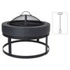 ProGarden Bol &agrave; feu avec grille rond 50,5x50,5x37 cm noir