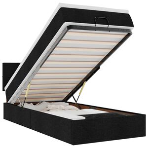 vidaXL Cadre de lit ottoman avec matelas noir 80x200 cm tissu