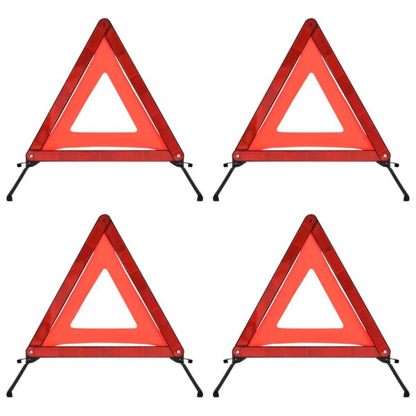 vidaXL Triangles de signalisation routi&egrave;re 4pcs Rouge 56,5x36,5x44,5cm