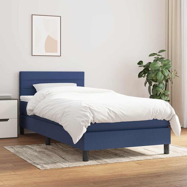 vidaXL Sommier &agrave; lattes de lit avec matelas Bleu 90x190 cm Tissu
