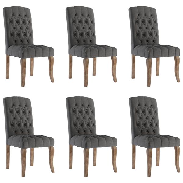 vidaXL Chaises &agrave; manger lot de 6 gris tissu &agrave; l'aspect de lin