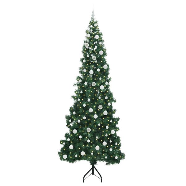 vidaXL Arbre de No&euml;l artificiel d'angle Vert 240 cm PVC et m&eacute;tal