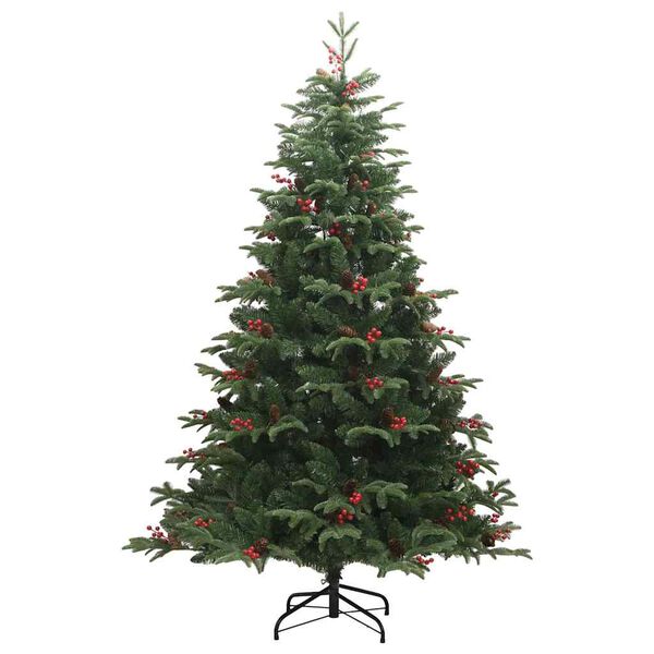 vidaXL Sapin de No&euml;l artificiel Vert 210 cm PVC, m&eacute;tal et plastique