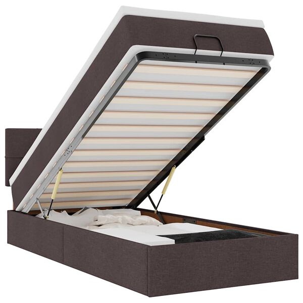 vidaXL Lit ottoman avec matelas marron fonc&eacute; 100x200 cm tissu