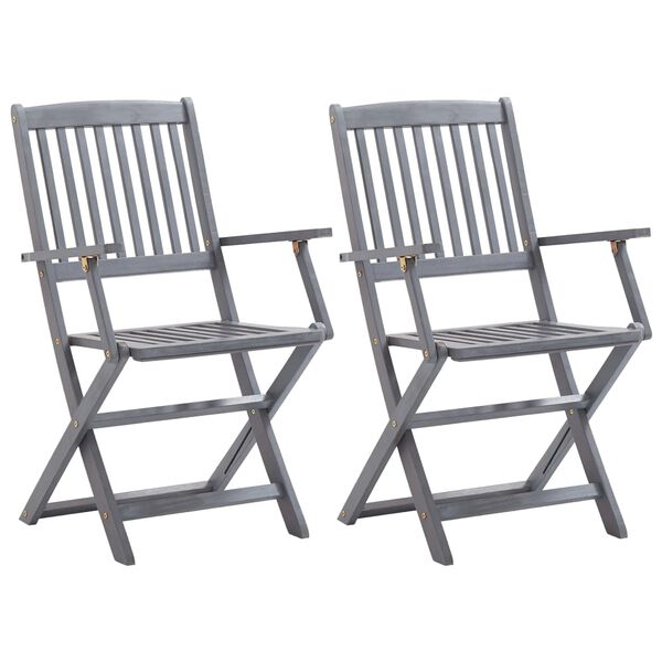 vidaXL Chaises pliables d'ext&eacute;rieur lot de 2 et coussins Bois d'acacia