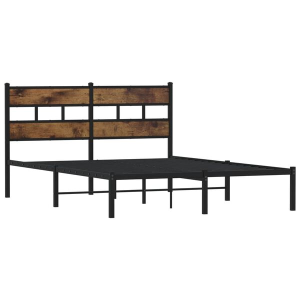 vidaXL Cadre de lit en métal sans matelas chêne fumé 160x200 cm