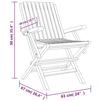 vidaXL Chaises de jardin pliantes lot de 2 61x67x90cm bois massif teck