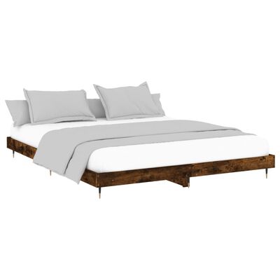 vidaXL Cadre de lit sans matelas chêne fumé 140x200 cm bois ingénierie