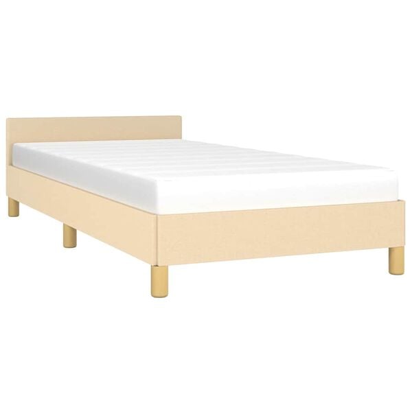 vidaXL Cadre de lit avec t&ecirc;te de lit sans matelas cr&egrave;me 90x190cm tissu