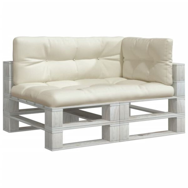 vidaXL Coussins de palette lot de 3 cr&egrave;me tissu