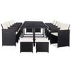 vidaXL Ensemble &agrave; manger d'ext&eacute;rieur 15 pcs avec coussins rotin Noir