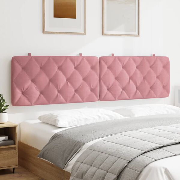 vidaXL Coussin de t&ecirc;te de lit rose 200 cm velours