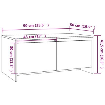 vidaXL Table basse blanc brillant 90x50x41,5 cm bois d'ingénierie