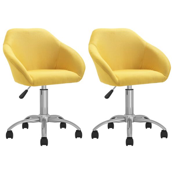 vidaXL Chaises pivotantes &agrave; manger lot de 2 jaune tissu