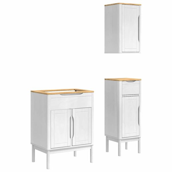 vidaXL Ensemble de mobilier de salle de bain avec tiroir 3 pcs Blanc