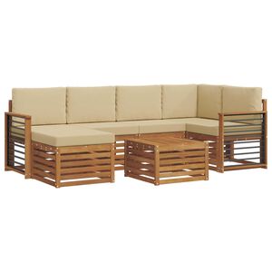 vidaXL Ensemble de canap&eacute;s d'ext&eacute;rieur 7 pc Naturel et Beige Polyester