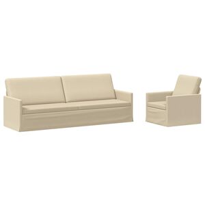 vidaXL Ensemble de Canap&eacute;s 2 pcs Cr&egrave;me Tissu