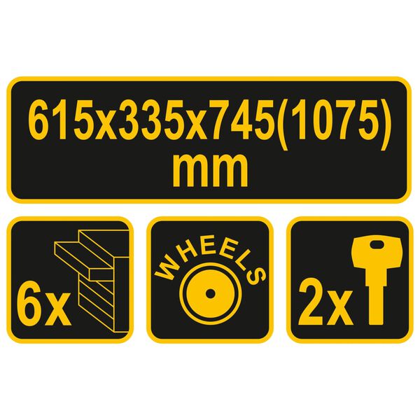 VOREL Armoire &agrave; roulettes avec 6 tiroirs 62x33x107 cm