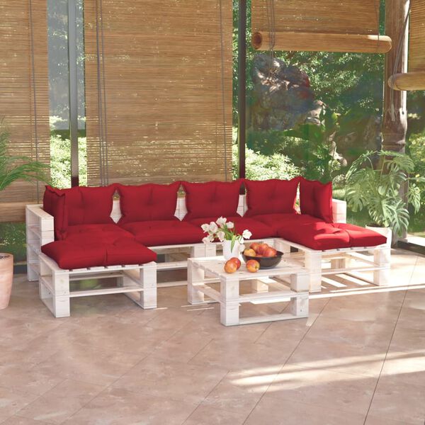 vidaXL Salon de jardin palette 7 pcs avec coussins bois de pin