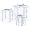 vidaXL Bo&icirc;te-cadeau de No&euml;l &eacute;clair&eacute;e 3 pc 150 LED Blanc froid