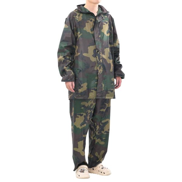 vidaXL Combinaison de pluie avec capuche 2 pcs Hommes Camouflage M