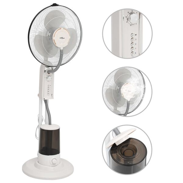 vidaXL Ventilateur brumisateur sur pied 3 vitesses Blanc