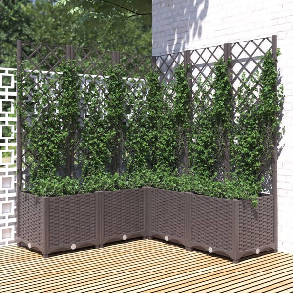 vidaXL Jardinière avec treillis Marron 120x120x136 cm PP