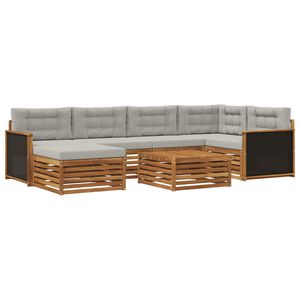 vidaXL Ensemble de canap&eacute;s d'ext&eacute;rieur 7 pc Naturel et gris clair