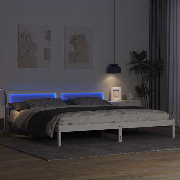 vidaXL Cadre de lit avec t&ecirc;te de lit Blanc 180 x 200 cm Pin massif