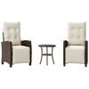 vidaXL Ensemble de bistro 3 pcs avec coussins marron r&eacute;sine tress&eacute;e