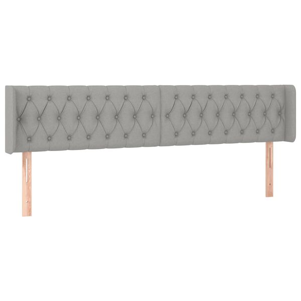 vidaXL T&ecirc;te de lit avec oreilles Gris clair 183x16x78/88 cm Tissu