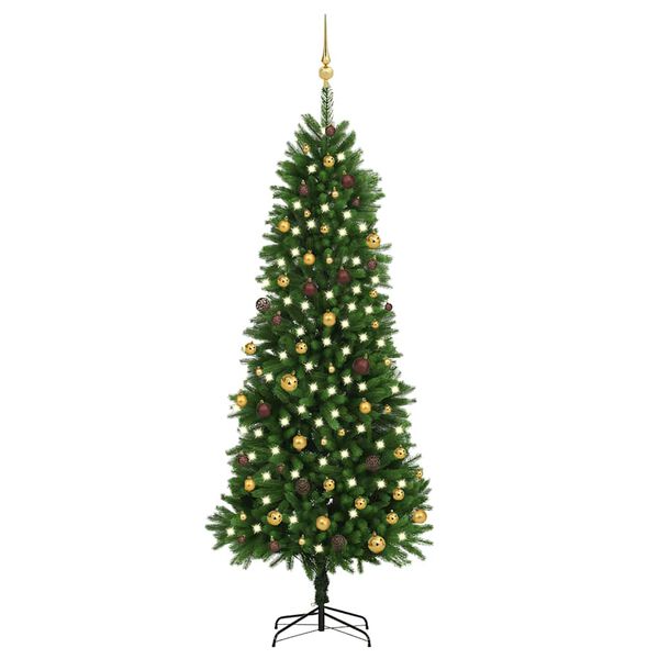 vidaXL Arbre de No&euml;l artificiel pr&eacute;-&eacute;clair&eacute; et boules 240 cm vert