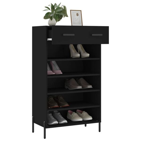 vidaXL Armoire &agrave; chaussures noir 60x35x105 cm bois d'ing&eacute;nierie