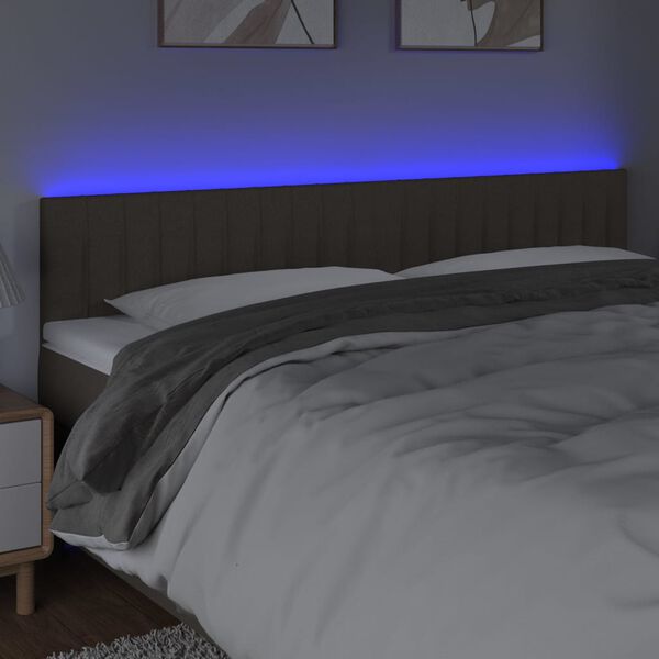 vidaXL T&ecirc;te de lit &agrave; LED Taupe 160x5x78/88 cm Tissu