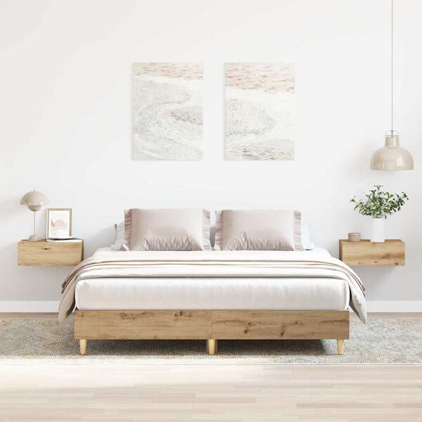 vidaXL Cadre de lit sans matelas ch&ecirc;ne artisanal 140x200 cm