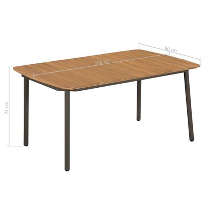 vidaXL Table de jardin 150 x 90 x 72 cm Bois d'acacia solide et acier