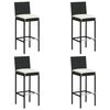 vidaXL Tabourets de bar de jardin et coussins lot de 4 r&eacute;sine tress&eacute;e